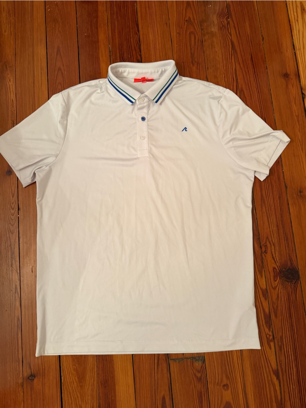 Men's White Polo with Blue Trim - Classic Performance Polo